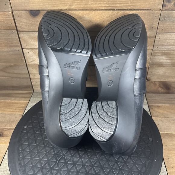 Dansko Womens Size US 8.5-9 EU 39 Leather Black Tamara Buckle Slip On Heel Shoe - Picture 9 of 10